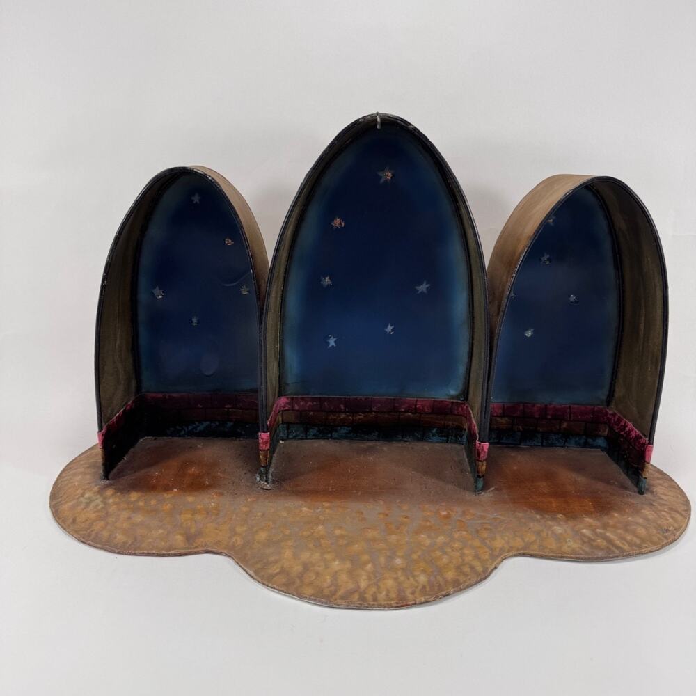 Vintage Christmas Nativity Scene Arch Stable Background Display Rustic CBK
